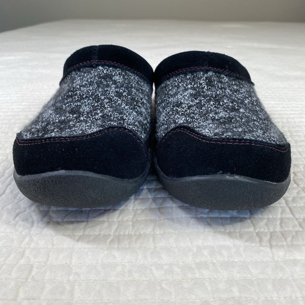 Kuru Womens Draft Black Gray Suede Knit Slip On Clog Mule Slipper Size 7.5 Comfy - Picture 10 of 11